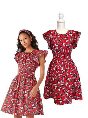 NWT Kate Spade Blake Butterfly Print Poplin Smocked Summer Whimsical Dress XS